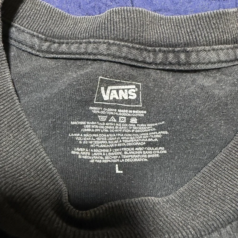 Vans Mens Graphic T-Shirt Large Faded Black Highway Light Trail Skull Logo Tee